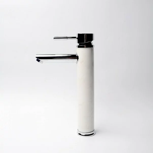 Baterie lavoar inalta Inter Ceramic monocomanda finisaj crom-piatra naturala alba picture - 3