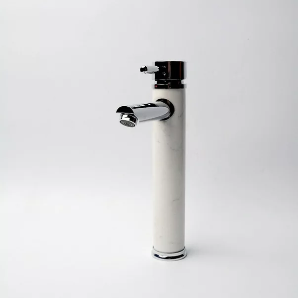 Baterie lavoar inalta Inter Ceramic monocomanda finisaj crom-piatra naturala alba picture - 5