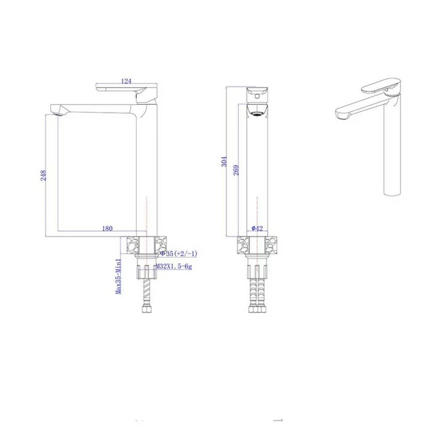 Baterie lavoar inalta Inter Ceramic Verona monocomanda rose gold periat picture - 3