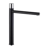 Baterie lavoar inalta Rubineta Etna monocomanda finisaj negru mat-crom lucios