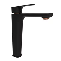 Baterie lavoar inalta Rubineta Modena monocomanda finisaj negru mat-rose gold