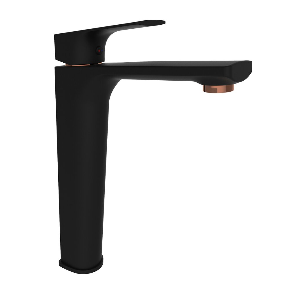 Baterie lavoar inalta Rubineta Modena monocomanda finisaj negru mat-rose gold