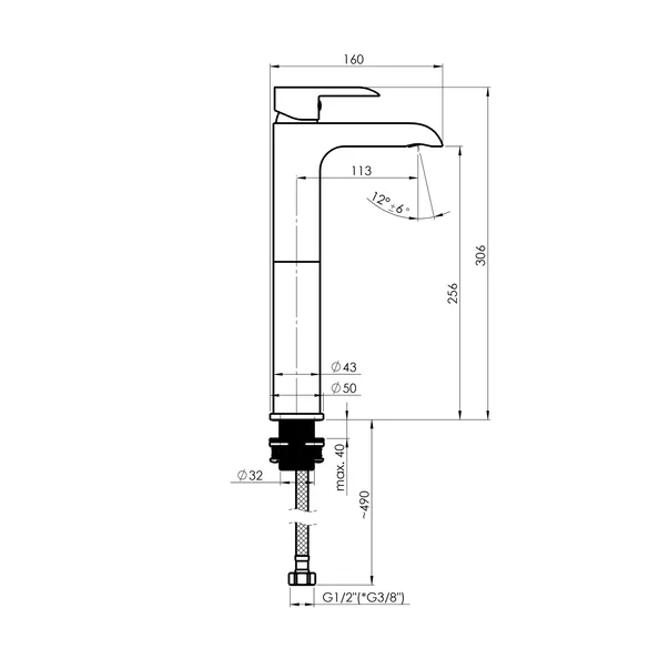 Baterie lavoar inalta Rubineta Ultra monocomanda finisaj negru mat picture - 2