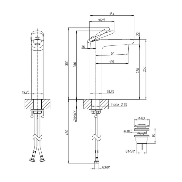 Baterie lavoar inalta Villeroy&Boch Antao monocomanda crom lucios cu ventil Push-Open picture - 11
