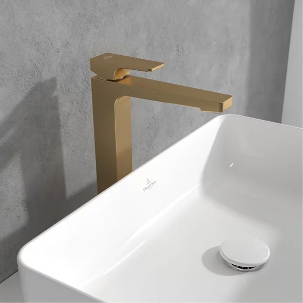 Baterie lavoar inalta Villeroy&Boch Architectura Square auriu periat cu ventil Push-Open picture - 2