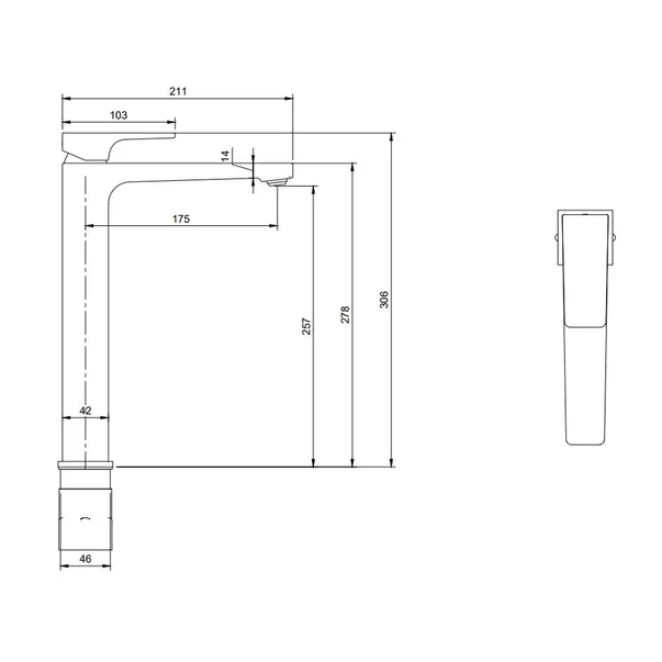 Baterie lavoar inalta Villeroy&Boch Architectura Square negru mat cu ventil Push-Open picture - 7