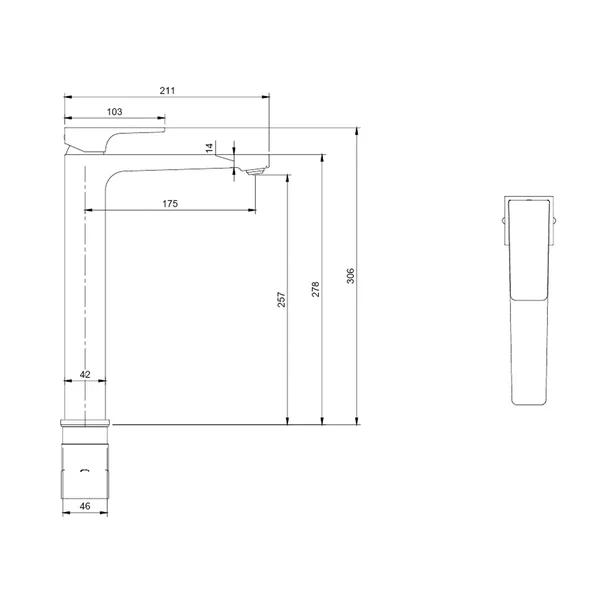 Baterie lavoar inalta Villeroy&Boch Architectura Square nichel periat cu ventil Push-Open picture - 7