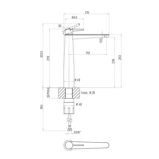 Baterie lavoar inalta Villeroy&Boch Conum monocomanda auriu periat cu ventil Push-Open picture - 10