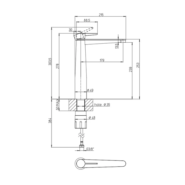 Baterie lavoar inalta Villeroy&Boch Conum monocomanda crom lucios cu ventil Push-Open picture - 12
