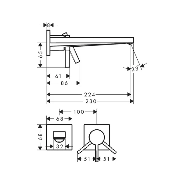 Baterie lavoar incastrata Hansgrohe Tecturis E negru mat fara corp ingropat picture - 3