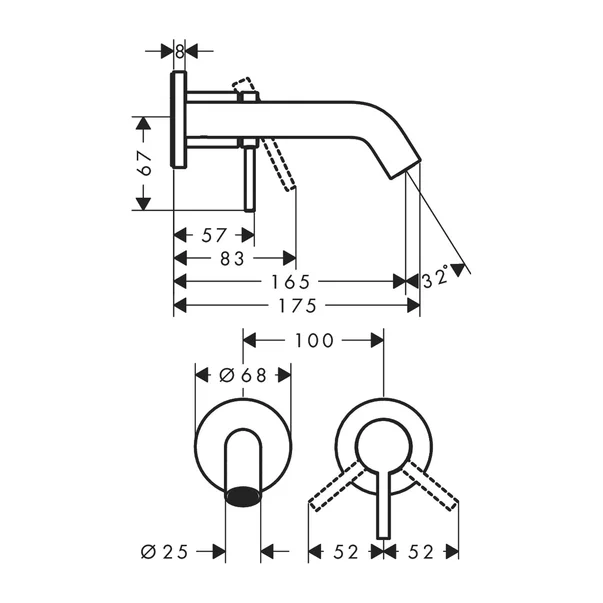 Baterie lavoar incastrata Hansgrohe Tecturis S bronz periat fara corp incastrat picture - 3