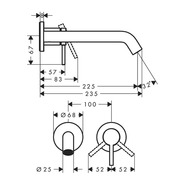 Baterie lavoar incastrata Hansgrohe Tecturis S bronz periat fara corp ingropat picture - 2