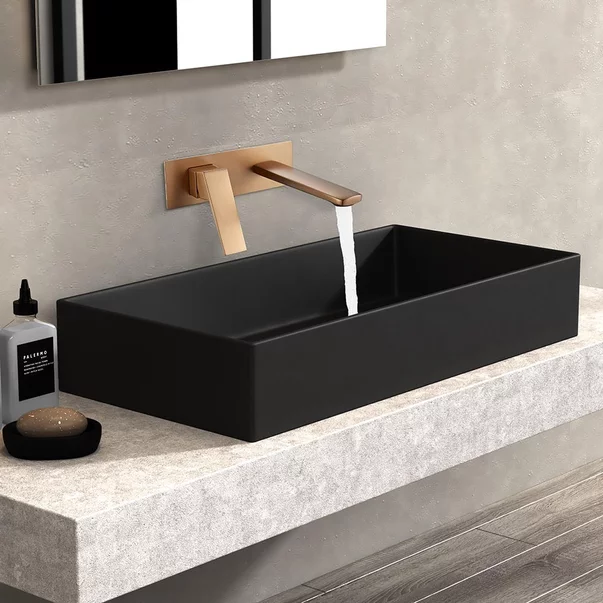 Baterie lavoar incastrata Inter Ceramic Elinor monocomanda rose gold cu corp ingropat picture - 2