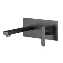Baterie lavoar incastrata Inter Ceramic Millionaire monocomanda negru mat cu corp ingropat