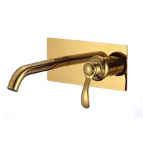 Baterie lavoar incastrata Inter Ceramic Sahara monocomanda auriu lucios cu corp ingropat