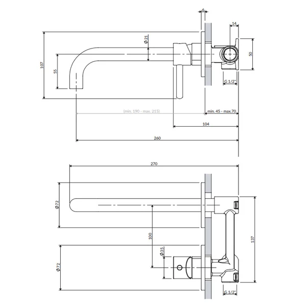 Baterie lavoar incastrata Omnires Y 22 cm cu corp ingropat picture - 4