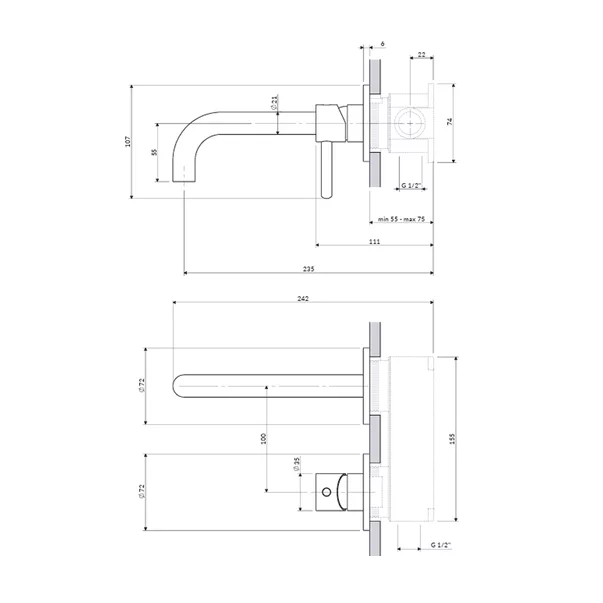 Baterie lavoar incastrata Omnires Y monocomanda finisaj alama periata fara corp ingropat picture - 4