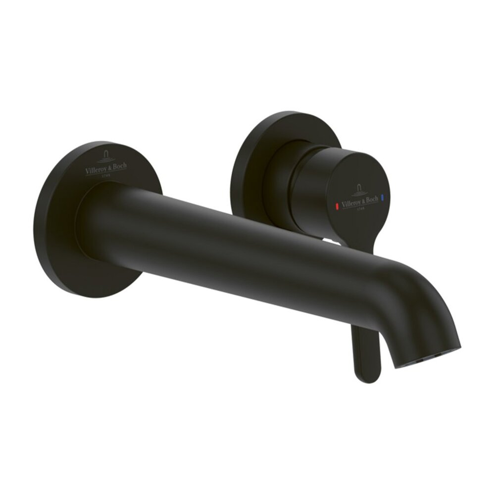 Baterie lavoar incastrata Villeroy&Boch Skyla negru mat pipa 20 cm fara corp ingropat