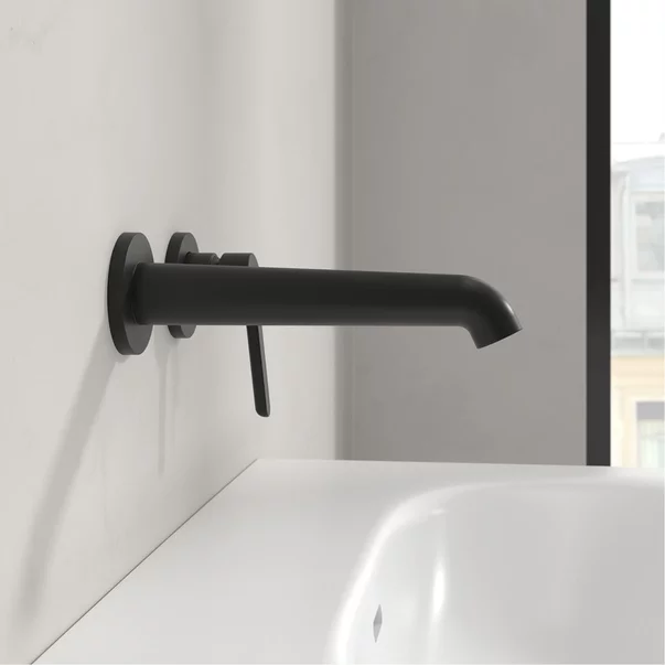 Baterie lavoar incastrata Villeroy&Boch Skyla negru mat pipa 20 cm fara corp ingropat picture - 6