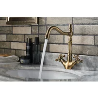 Baterie lavoar Inter Ceramic Algara dubla comanda bronz periat pipa pivotanta