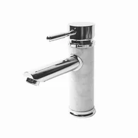 Baterie lavoar Inter Ceramic monocomanda finisaj crom-piatra naturala alba