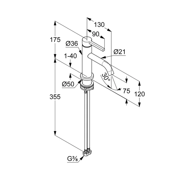 Baterie lavoar Kludi Nova Fonte Pura monocomanda negru mat picture - 2
