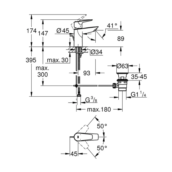 Baterie lavoar monocomanda Grohe Start Edge S crom lucios picture - 5