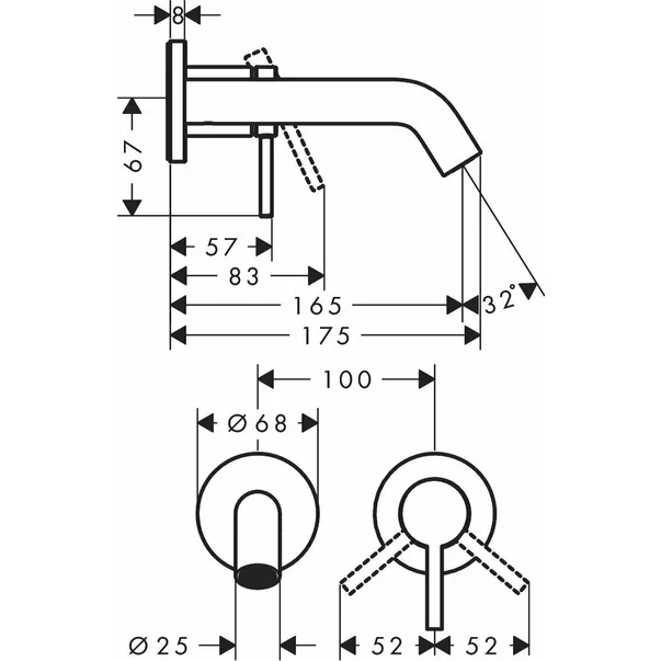 Baterie lavoar negru mat Hansgrohe Tecturis S fara corp ingropat picture - 2