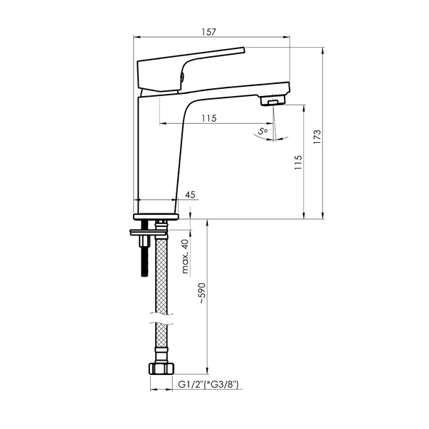 Baterie lavoar Rubineta Modena monocomanda finisaj negru mat-rose gold picture - 3