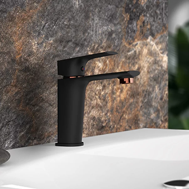 Baterie lavoar Rubineta Modena monocomanda finisaj negru mat-rose gold picture - 2