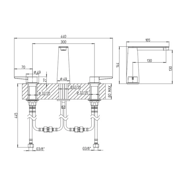Baterie lavoar Villeroy&Boch Conum dubla comanda auriu periat picture - 9