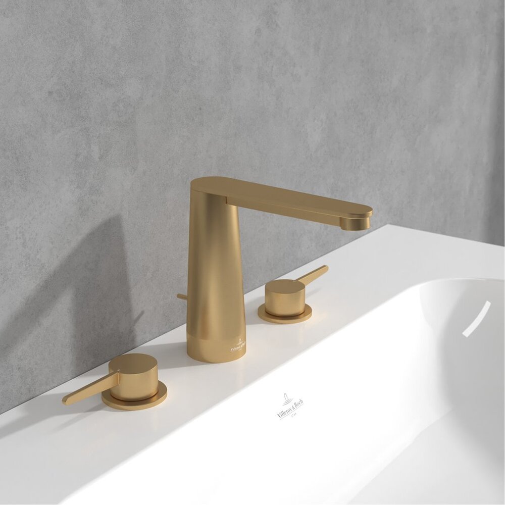 Baterie lavoar Villeroy&Boch Conum dubla comanda auriu periat cu ventil Pop-Up