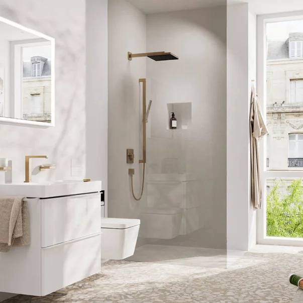 Brat de dus Hansgrohe E39 bronz periat forma dreptunghiulara picture - 2