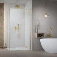 Cabina de dus dreptunghiulara cu usa batanta Radaway Essenza KDJ 100x110 cm auriu-transparent dreapta