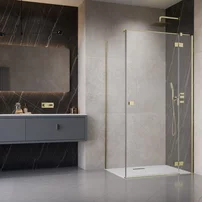 Cabina de dus dreptunghiulara cu usa batanta Radaway Essenza KDJ 100x110 cm finisaj auriu periat-transparent dreapta