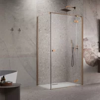 Cabina de dus dreptunghiulara cu usa batanta Radaway Essenza KDJ 100x110 cm finisaj cupru periat-transparent dreapta