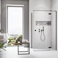 Cabina de dus dreptunghiulara cu usa batanta Radaway Essenza KDJ 100x110 cm negru mat-transparent dreapta