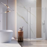 Cabina de dus dreptunghiulara cu usa batanta Radaway Essenza KDJ 100x120 cm crom-transparent dreapta