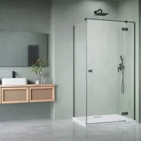 Cabina de dus dreptunghiulara cu usa batanta Radaway Essenza KDJ 100x120 cm finisaj GunMetal periat-transparent dreapta