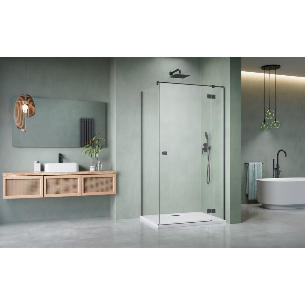 Cabina de dus dreptunghiulara cu usa batanta Radaway Essenza KDJ 90x70 cm finisaj GunMetal periat-transparent dreapta