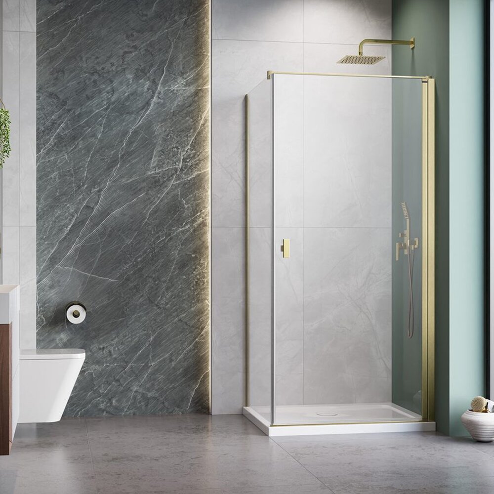 Cabina de dus dreptunghiulara cu usa batanta Radaway Nes KDJ I 90x70 cm finisaj auriu periat-transparent dreapta