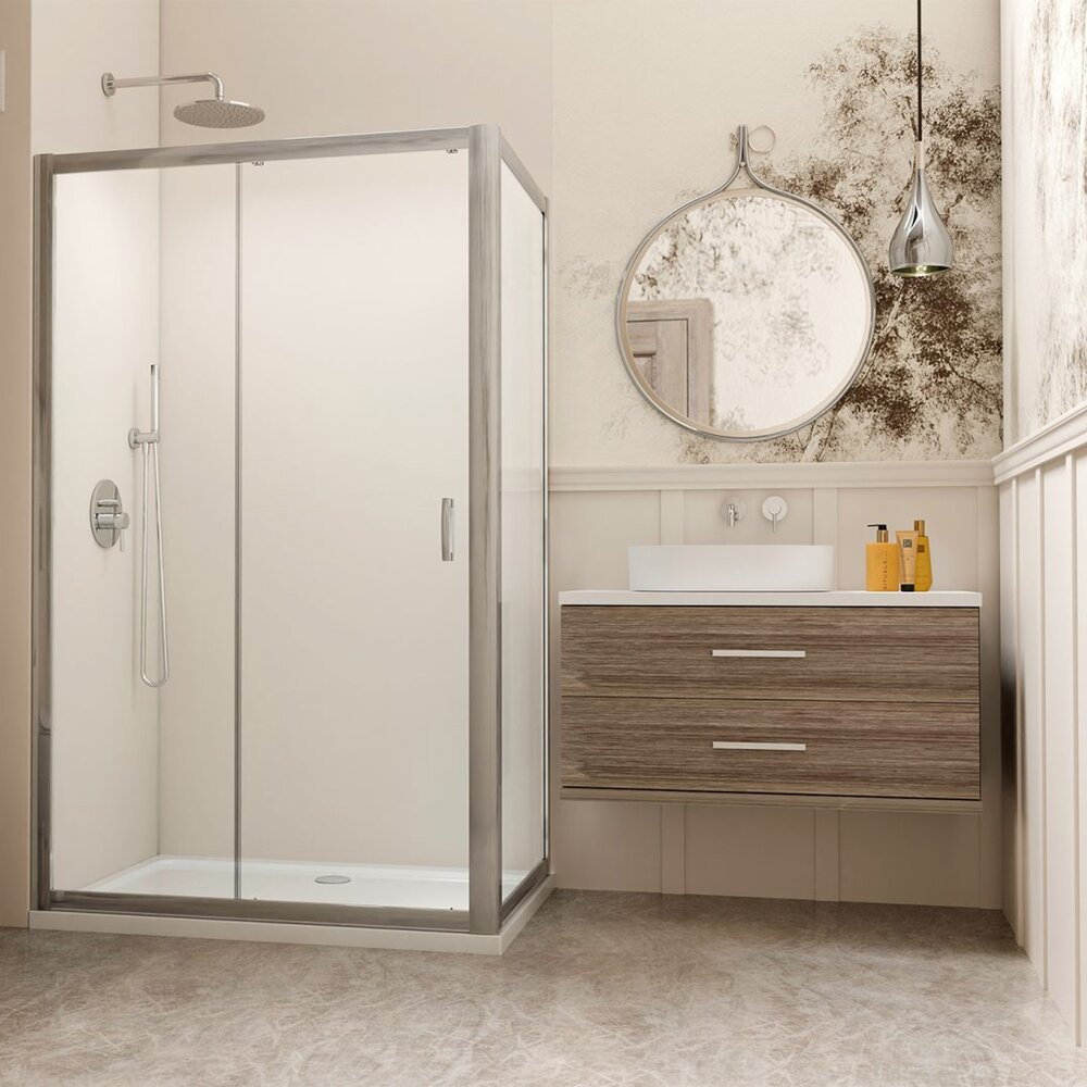Cabina de dus dreptunghiulara cu usa culisanta Radaway Premium Plus DWJ+S 140x90 cm finisaj crom lucios-fabric