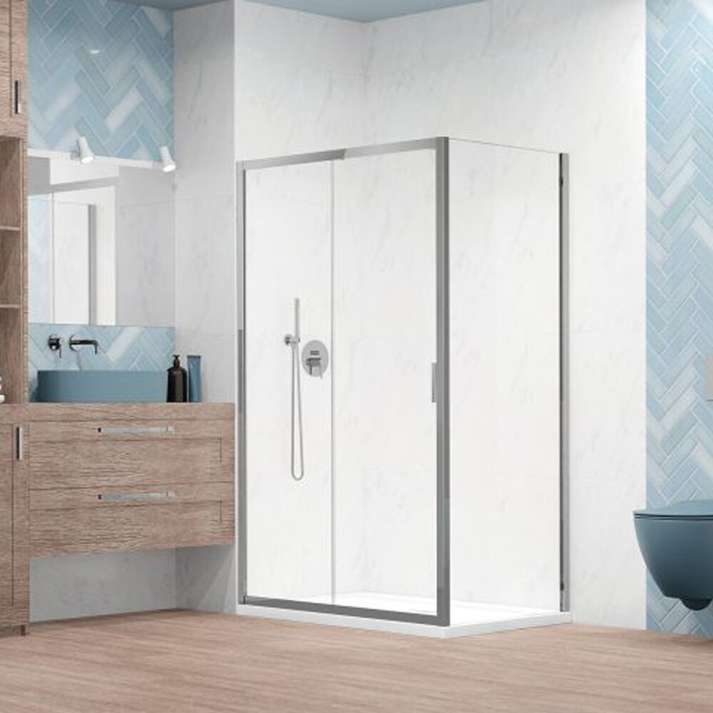 Cabina de dus dreptunghiulara cu usa glisanta Radaway Alienta 100x90 cm crom-transparent