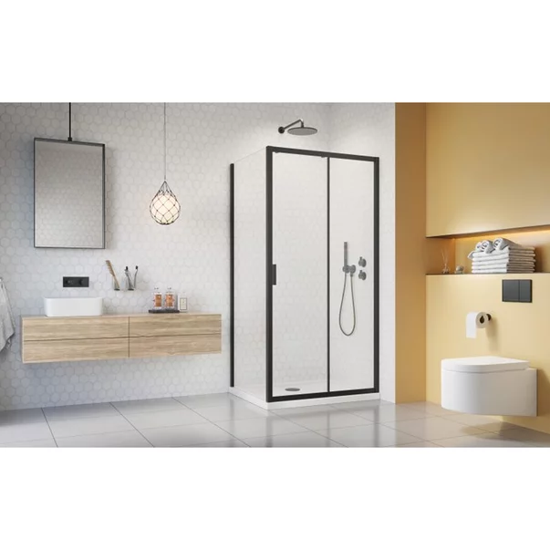 Cabina de dus dreptunghiulara cu usa glisanta Radaway Alienta 120x80 cm negru-transparent picture - 2