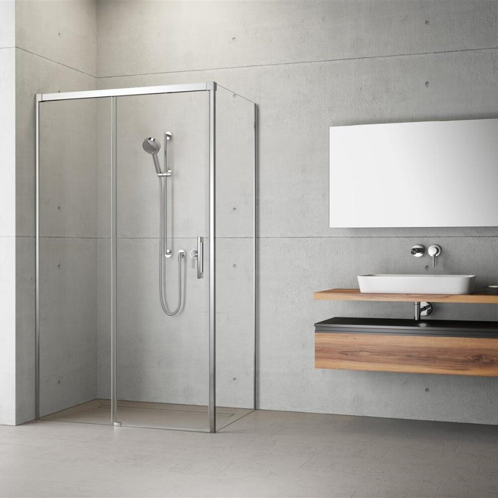 Cabina de dus dreptunghiulara cu usa glisanta Radaway Idea KDJ 130x110 cm crom-transparent stanga