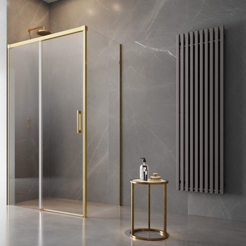 Cabina de dus dreptunghiulara cu usa glisanta Radaway Idea KDJ 140x70 cm auriu-transparent stanga