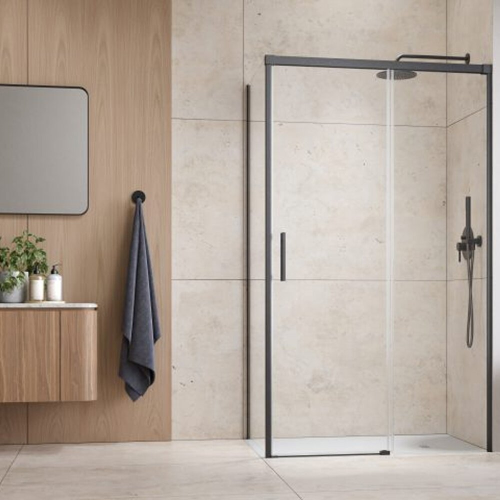 Cabina de dus dreptunghiulara cu usa glisanta Radaway Idea KDJ 140x75 cm finisaj GunMetal periat-transparent dreapta