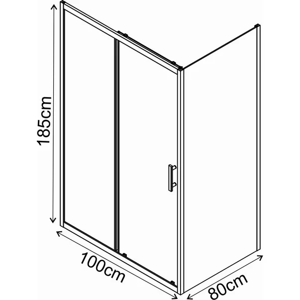 Cabina de dus dreptunghiulara Inter Ceramic cu usa glisanta 100x80 cm negru mat - transparent picture - 2