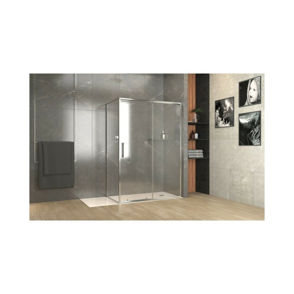 Cabina de dus dreptunghiulara Inter Ceramic cu usa glisanta 120x90 cm crom lucios - transparent