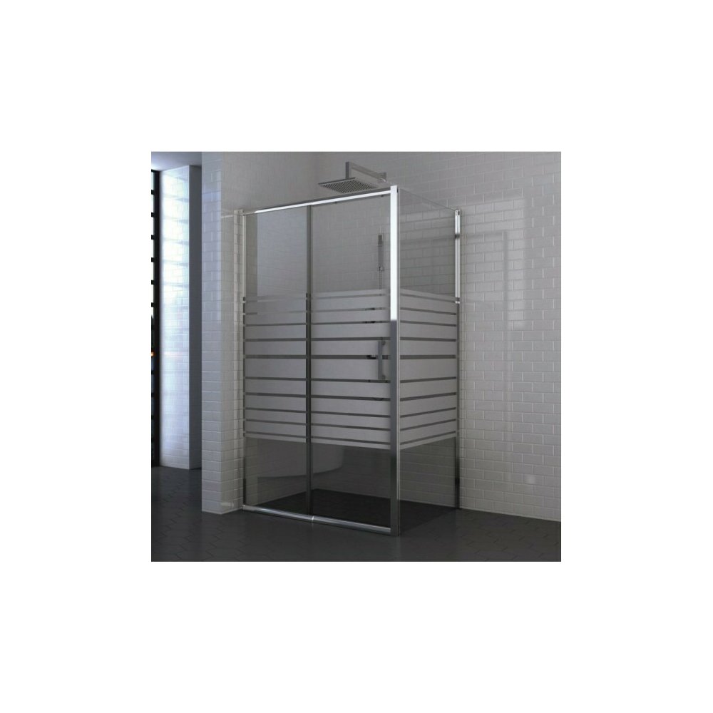 Cabina de dus dreptunghiulara Inter Ceramic cu usa glisanta 140x100 cm crom lucios-alb - transparent cu linii